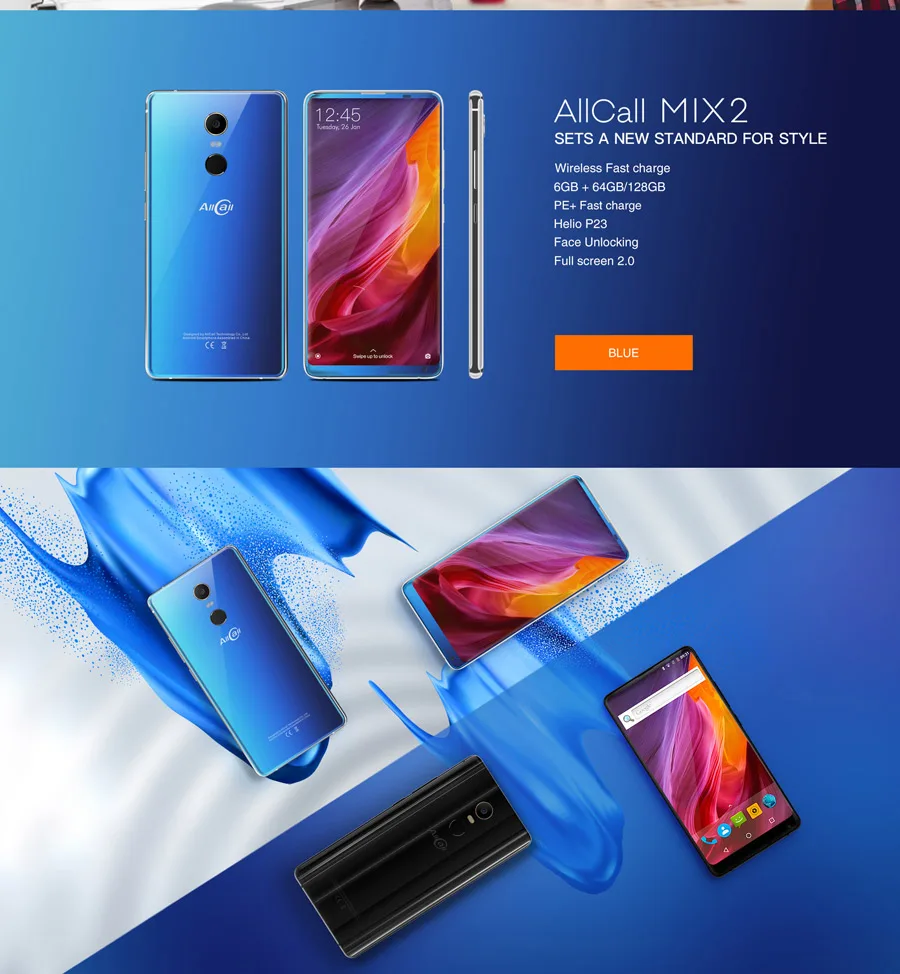 AllCall MIX 2 6 ГБ ОЗУ 64 Гб ПЗУ мобильный телефон 5,9" incell 18:9 Android 7,1 MTK6763 Helio P23 восьмиядерный смартфон Беспроводная зарядка