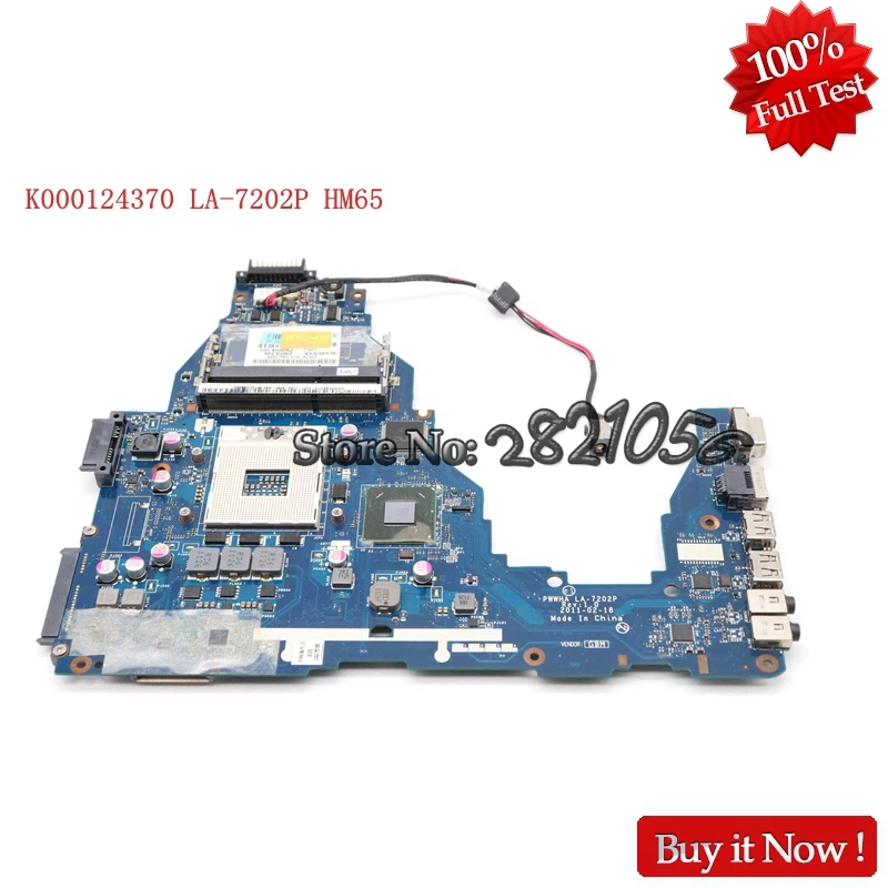 NOKOTION материнская плата для ноутбука Toshiba Satellite C660 K000124370 LA-7202P материнская плата HM65 DDR3 GMA HD3000 тестирование