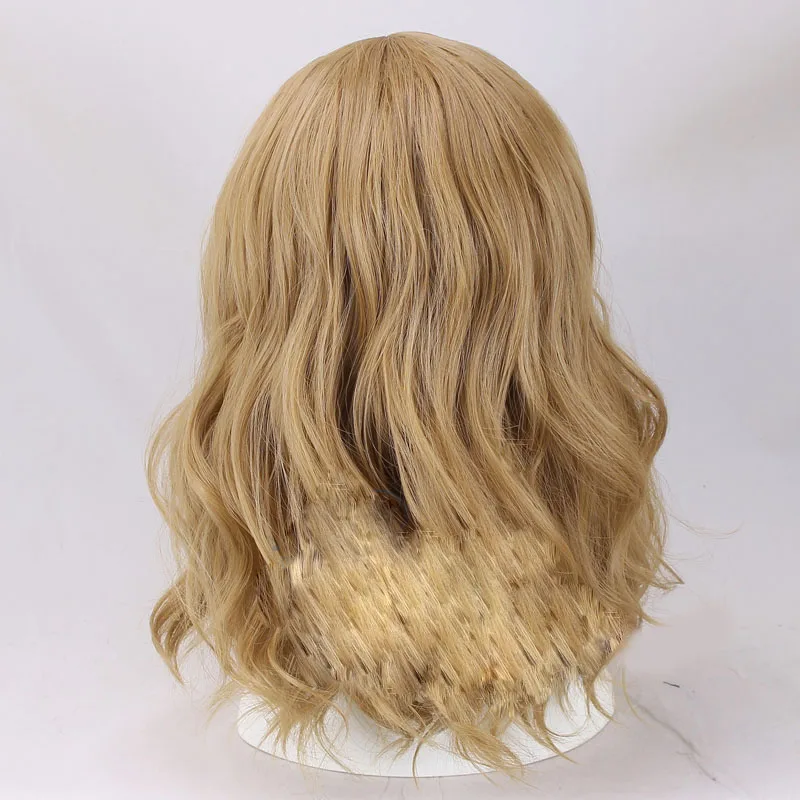 Cosroad Captain Marvel Coplay Costume Wigs Women Blonde Wavy Hair Gold Wig  (5)