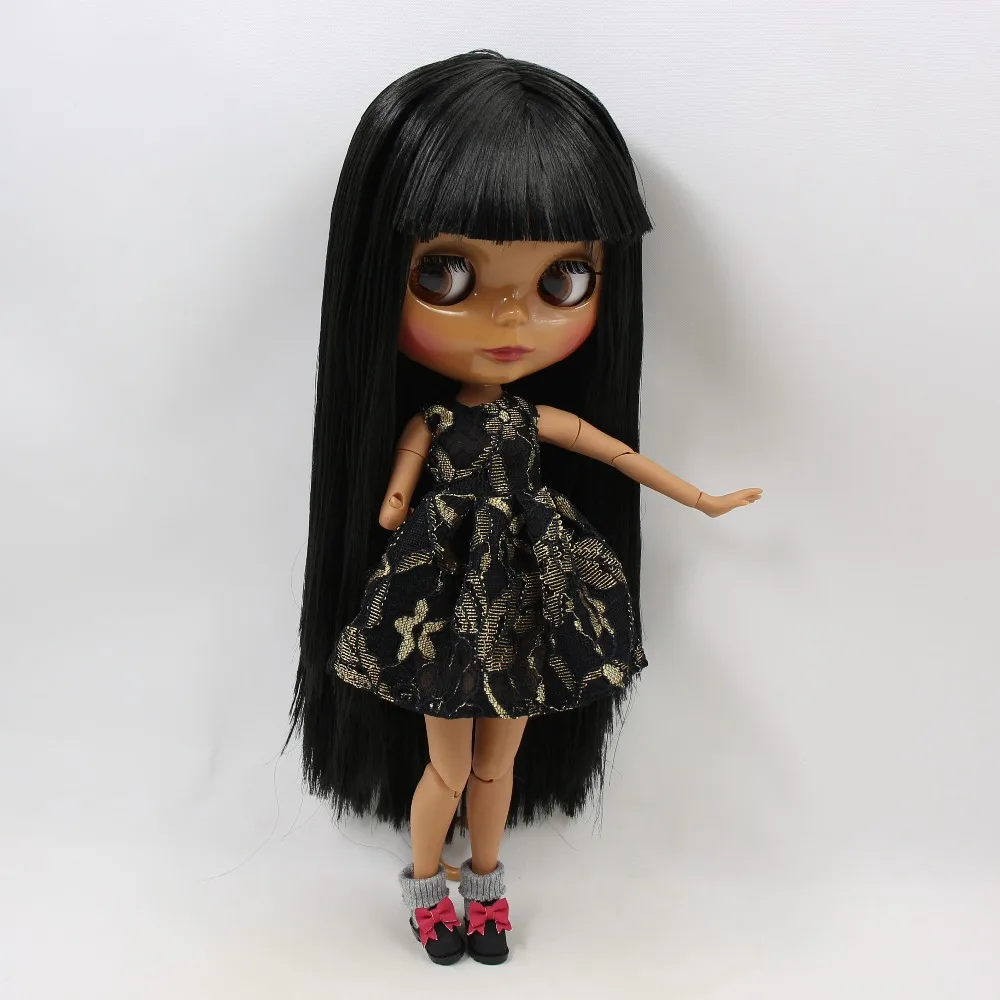 Neo Blythe Doll with Black Hair, Dark Skin, Shiny Cute Face & Custom Jointed Body 2