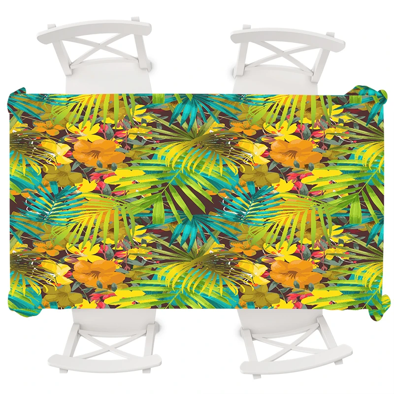 

Boho Home Decor Waterproof Tablecloth Tropical Plants Rectangular Table Cloth Wedding Round Tablecloth Cover Oilproof Anti-dirty