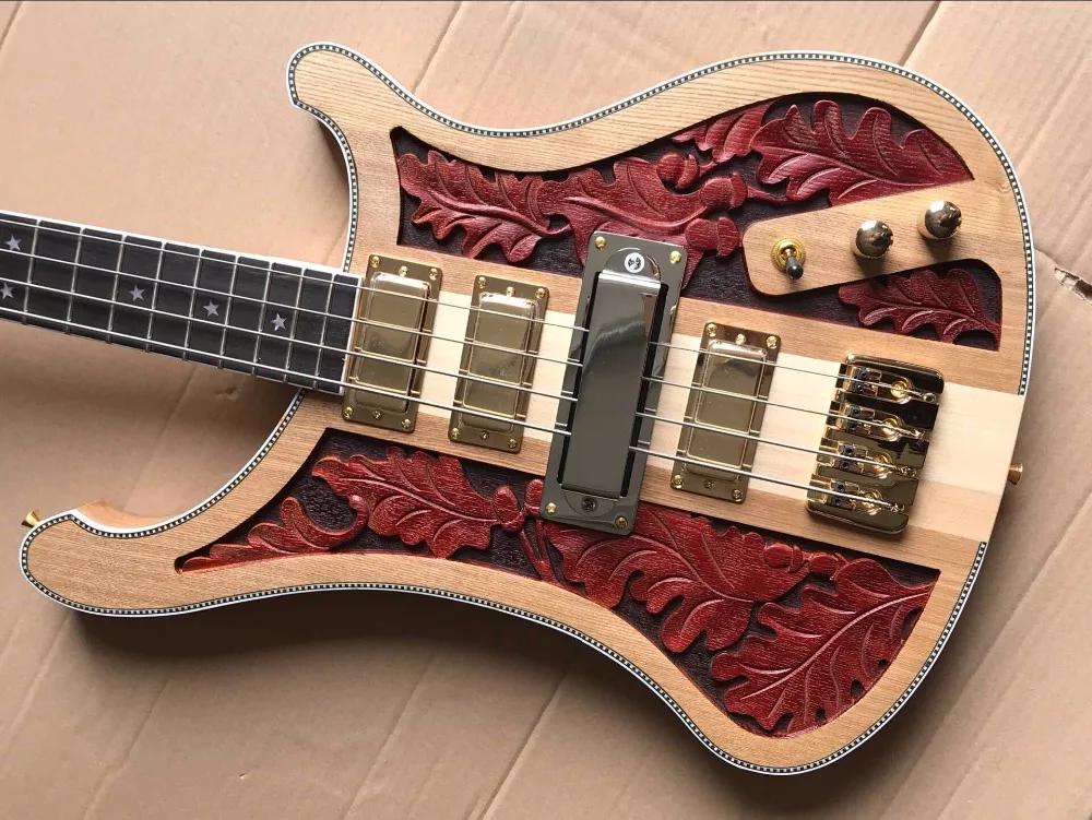free shipping top quality neck through hand carved vintage bass best 4 string electric bass