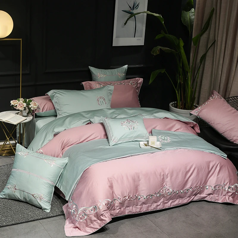Waliicorners 4/7pcs Luxury Egyptian cotton bed linen sheets Royal Embroidery Bedding Set duvet covers India style bedclothes 22 KG0B2603