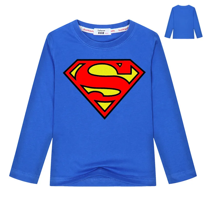 

New Fashion Superman T Shirt Spring Autumn Style Kids Long Sleeve Cotton Casual T-shirt Boys Superhero Top Tees free shipping