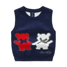 European and American Style Sleeveless Sweater 2016 New Fall Kids Cotton Korean Waistcoat Cartoon Beer Solid Casual Boys Vests