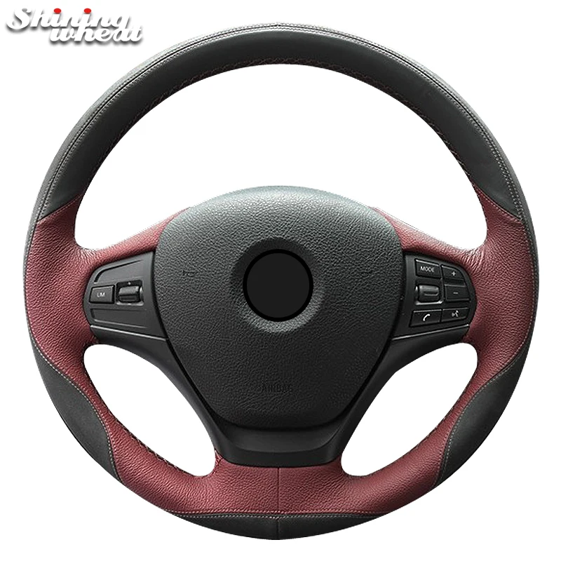 Shining Wheat Black Chocolate Leather Black Suede Car Steering Wheel