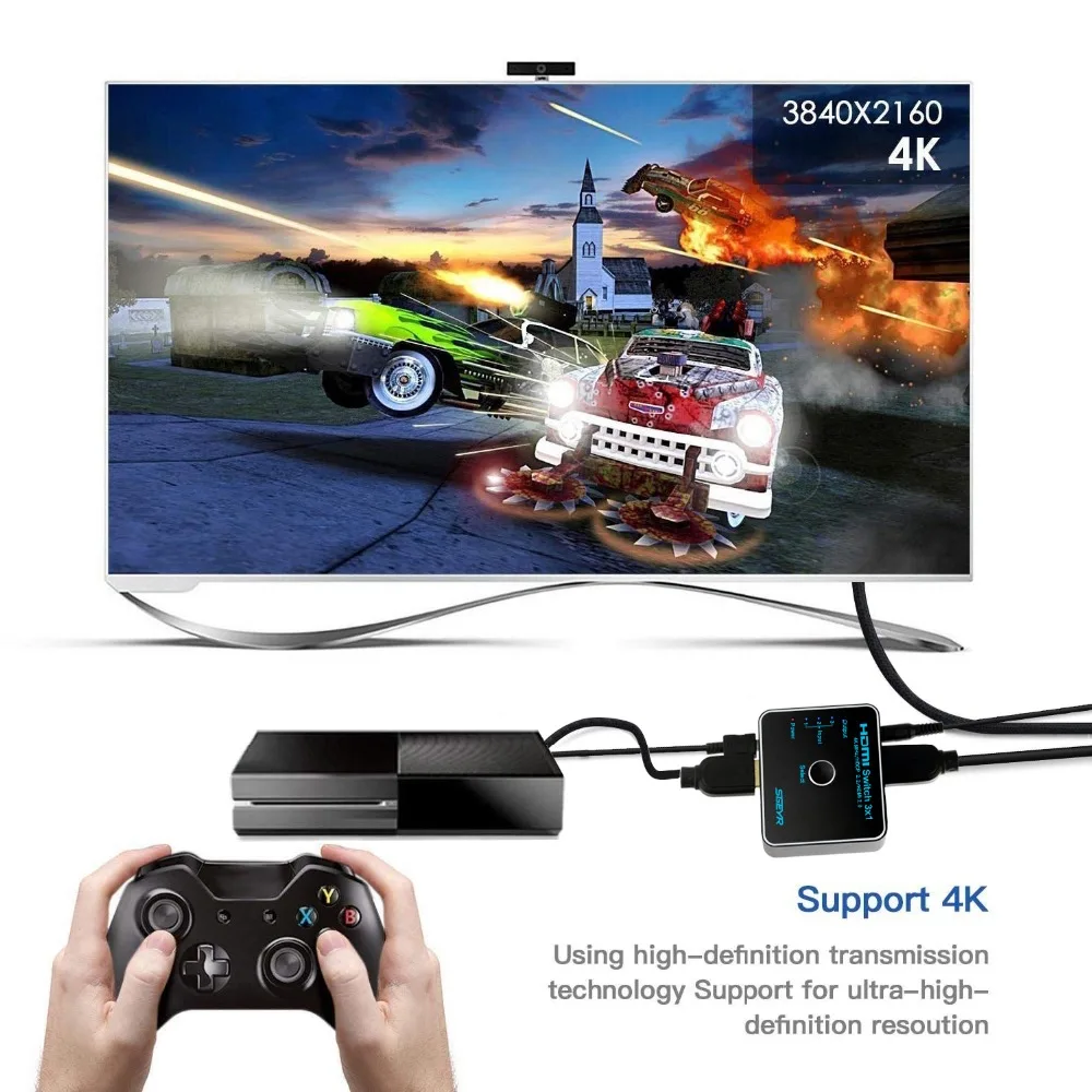 Мини HDMI переключатель с 3 портами HDR 4K @ 60 Гц 1: 1 3x1 2 0 адаптер для HDTV Xbox 360 PS3 PS4