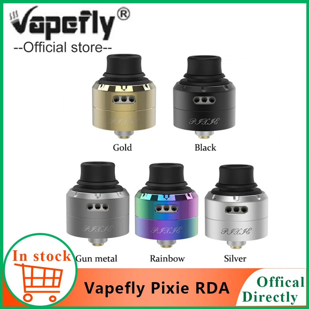 

2pcs/lot Vapefly Pixie RDA Atomizer 22mm Vape tank single coil RDA atomizer VS drop RDA fit 510 ecigarette box mod