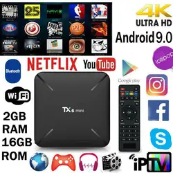 Многофункциональный TX6 Смарт Мини ТВ-бокс Android 9,0 четырехъядерный WiFi HD 2 ГБ + 16 ГБ 4K медиаплеер