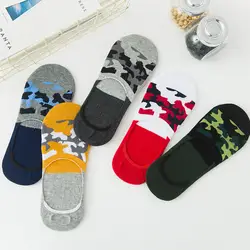 5 пар камуфляжных мужских коротких носков-лодочек без шоу, противоскользящие зимние носки-лодочкой зимний хлопковый с принтом животного