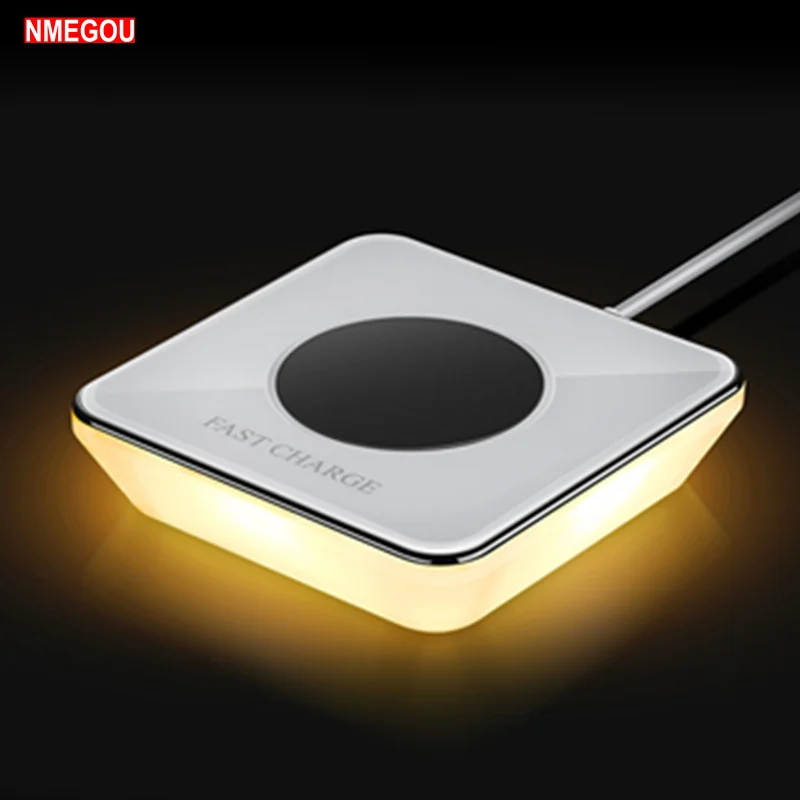 

Fast Wireless Charger with Vibration Sensing LED Night Light Charging for IPhone X XR XS Max 7 8 Plus Samsung Galaxy S6 S7 S8 S9