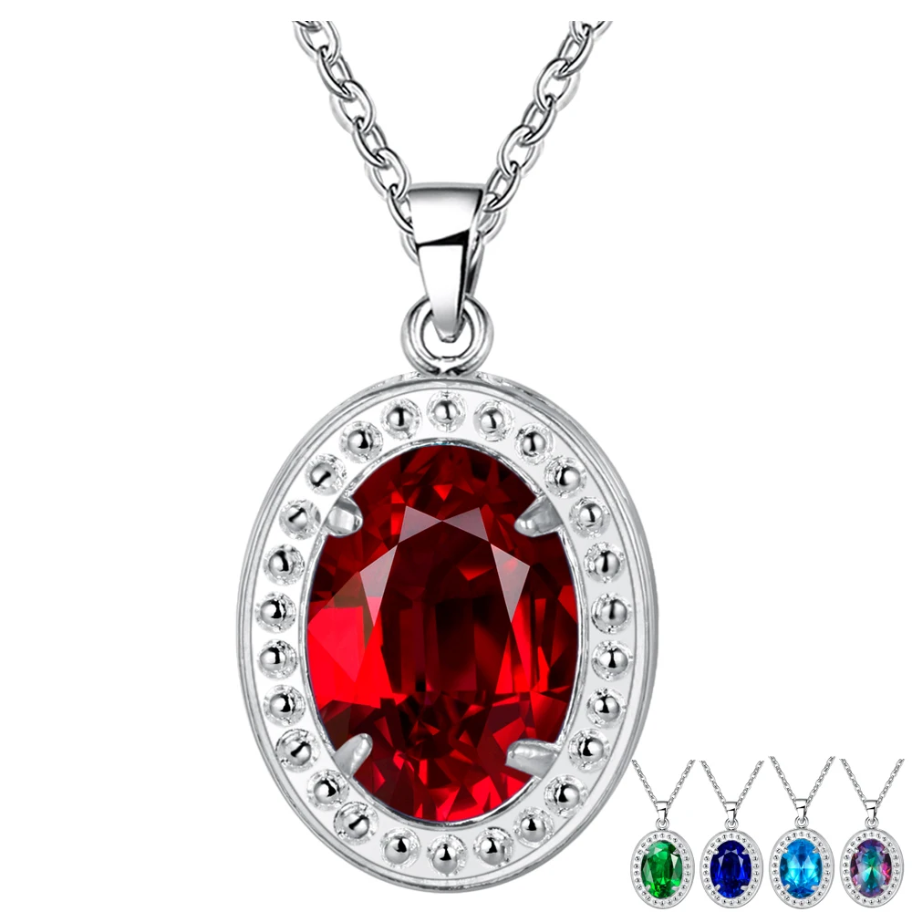 Merek pesona Wanita busana permata safir RGB liontin kalung set untuk wanita asli padat | Украшения и аксессуары
