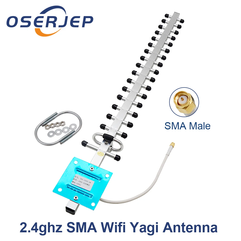 Внешняя беспроводная Wi Fi антенна 2 4 ГГц 24dbi Sma Male Wlan наружная Yagi кабель 0 3 м для