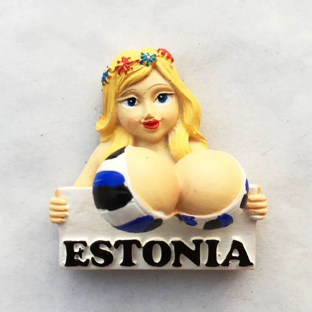 

BABELEMI Estonia 3D Fridge Magnets Tourism Souvenirs Big Breasts Woman Refrigerator Magnetic Stickers Home Decortion