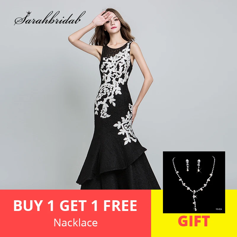 

In Stock 2019 New Arrivals Elegant Evening Dresses Mermaid Appliques Tulle Floor Length Prom Party Dresses Robe De Soiree LSX577