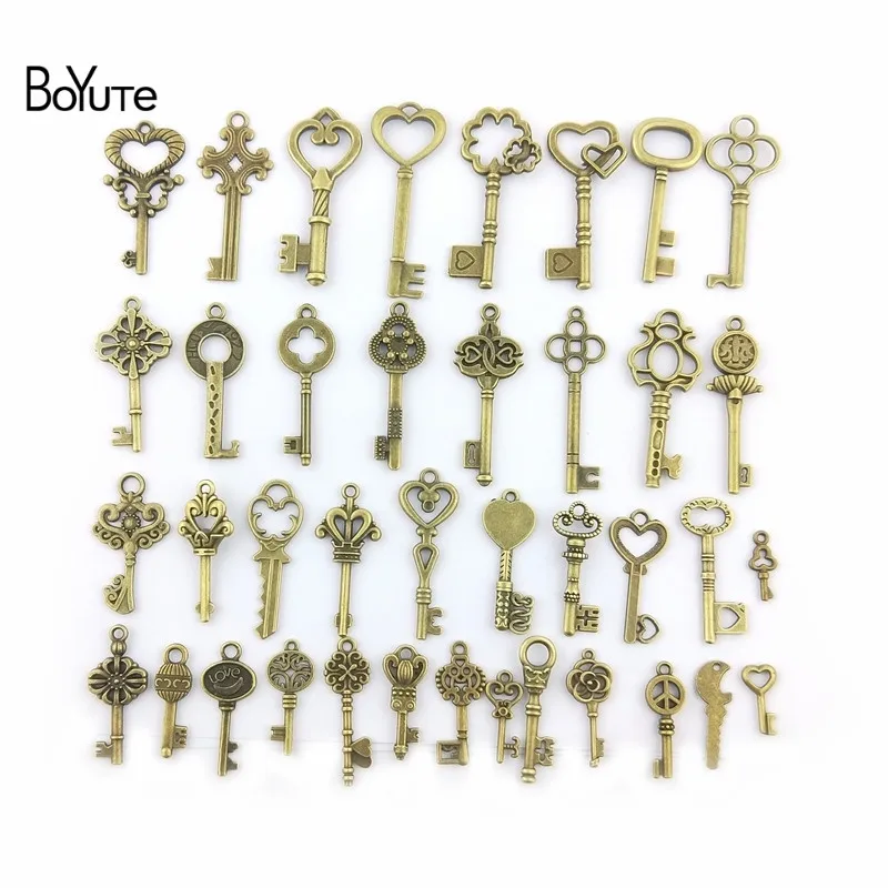 BoYuTe Mix 40 Styles Diy Vintage Jewelry Accessories Factory Wholesale Metal Alloy Key Pendant Charms (2)