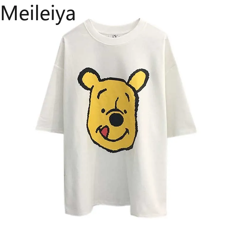 

Winnie The Pooh Pooh Bear Short Sleeve T Shirt Women Tshirt 2019 Loose Cartoon Printing Graphic Tees Women Plus Size S-5xl