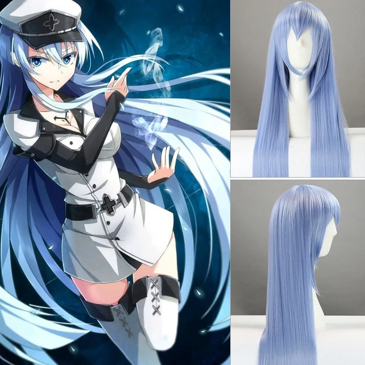 Акаме Ga KILL! Esdeath 100 см 39," Длинные прямые парики для косплея высокое качество термостойкие синтетические искусственные волосы синие вечерние аниме