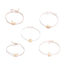 Богемные милые золотые черепахи Дельфин оболочки браслеты «Собака» для женщин девушки бежевая нить цепи браслеты наборы ювелирных изделий подарки