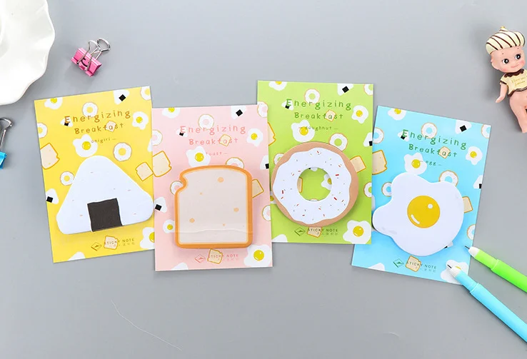 

Kawaii Energizing Breakfast sticky notes Memo Pad Paper Sticker memo boards Label Notepad Gift Stationery Escolar Papelaria