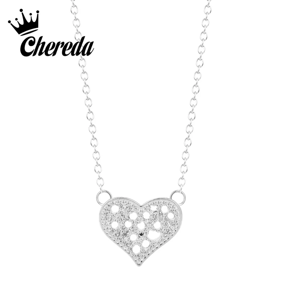 

Chereda Hollow Origami Heart Necklace Women Jewelry Drop Ship Cute Geometric Pendant Necklace Lover Gift for Ladies