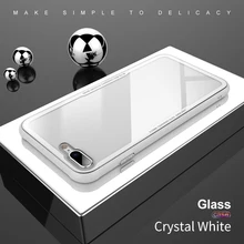 Case For iPhone 7or8 soft TPU edge Tempered Glass Ultra Thin Transparent Glass Back Cover For Apple iPhones 7 8plus Faceplates