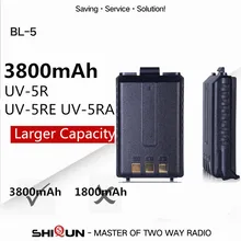 Горячий Baofeng UV-5R Батарея BL-5 3800 мАч Baofeng UV-5R UV-5RE UV-5RA Батарея больше Ёмкость чем Baofeng 1800 мА/ч, Батарея