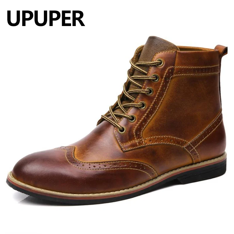 2018 NEW Spring Men Boots Big Size 38-47 Vintage Brogue College Style ...