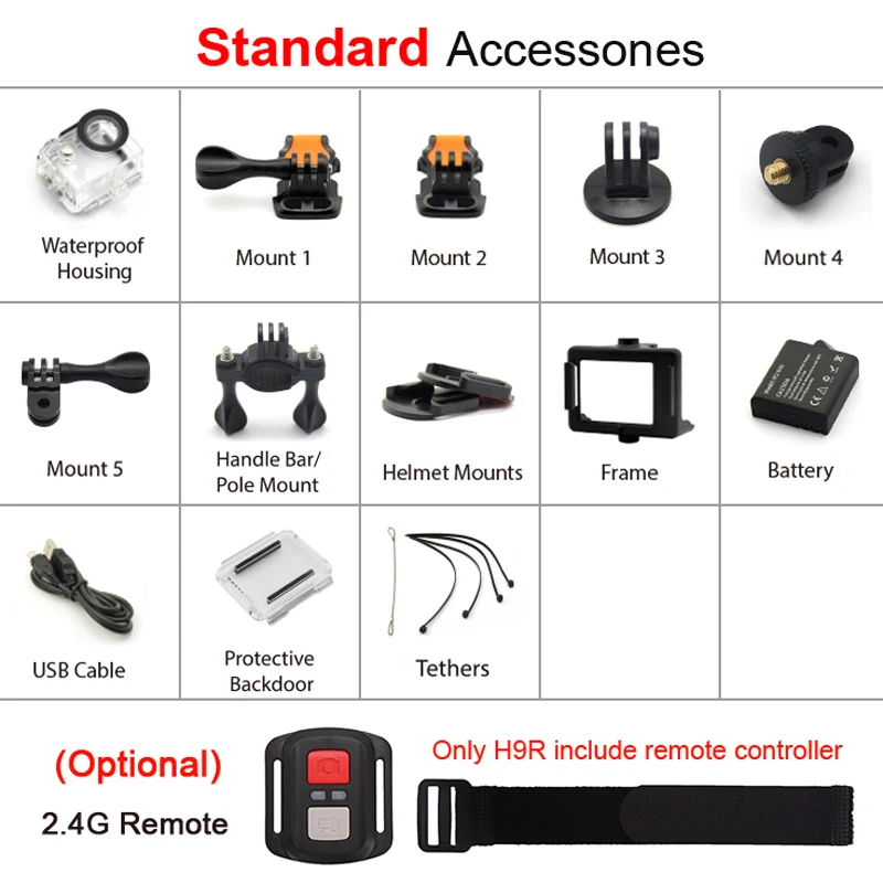 EKEN H9R/H9 acción Cámara Ultra HD 4 K/25fps WiFi 2,0