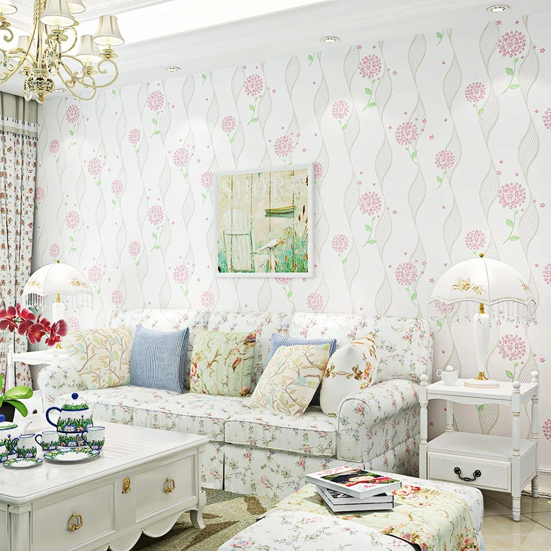 Colomac Korean Pastoral Non Woven Flower Pattern Living Room 3d