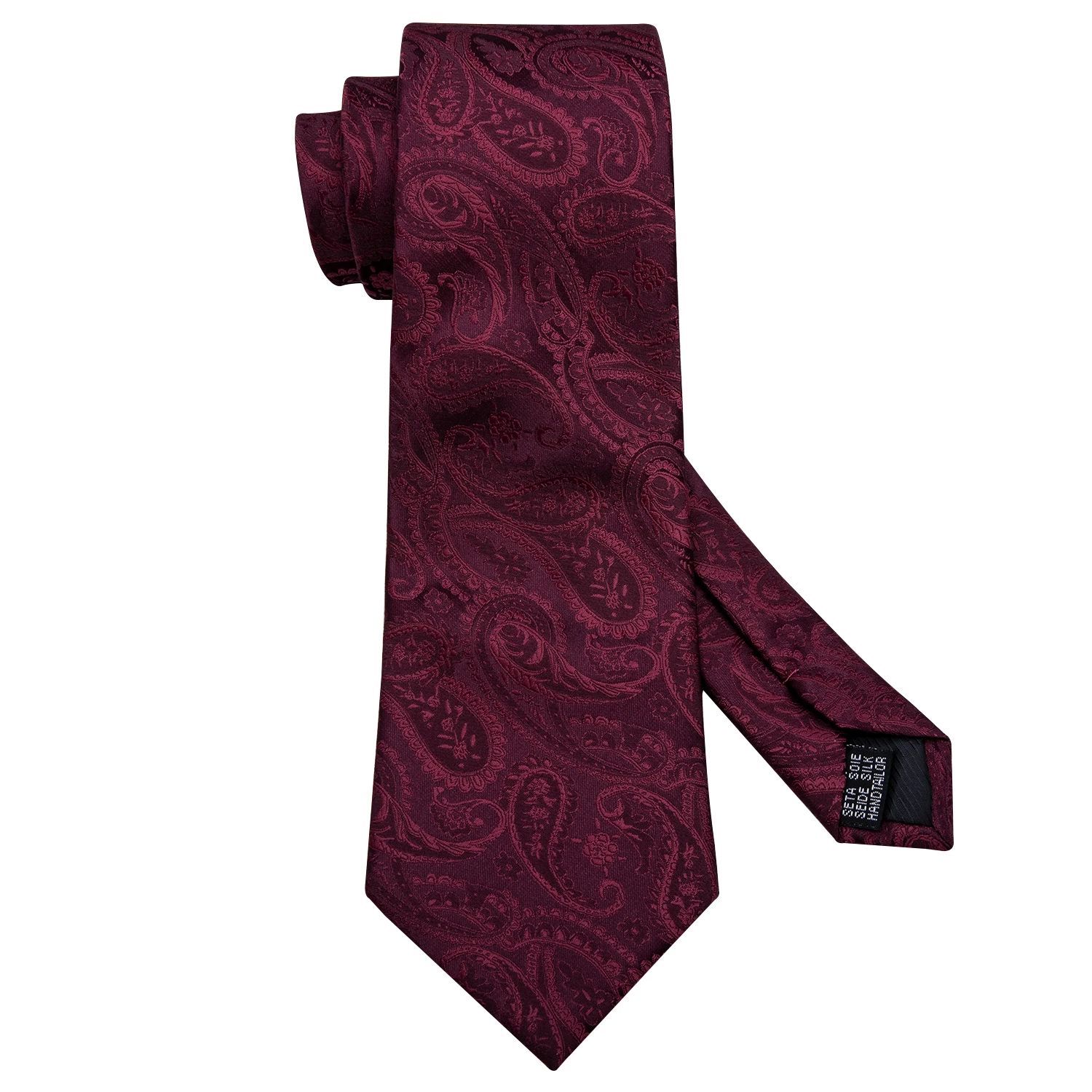 Мужской однотонный красный галстук с цветочным узором, шелковые галстуки с узором пейсли, дизайнерский галстук, набор носовых платков, запонки для жениха, Свадебный галстук Барри. Ван FA-5189