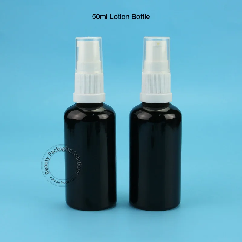 

5pcs/Lot Promotion High Quality 50ml Empty Glass Lotion Bottle Women Cosmetic Container Lotion Pump Black Atomizer Plastic Cap
