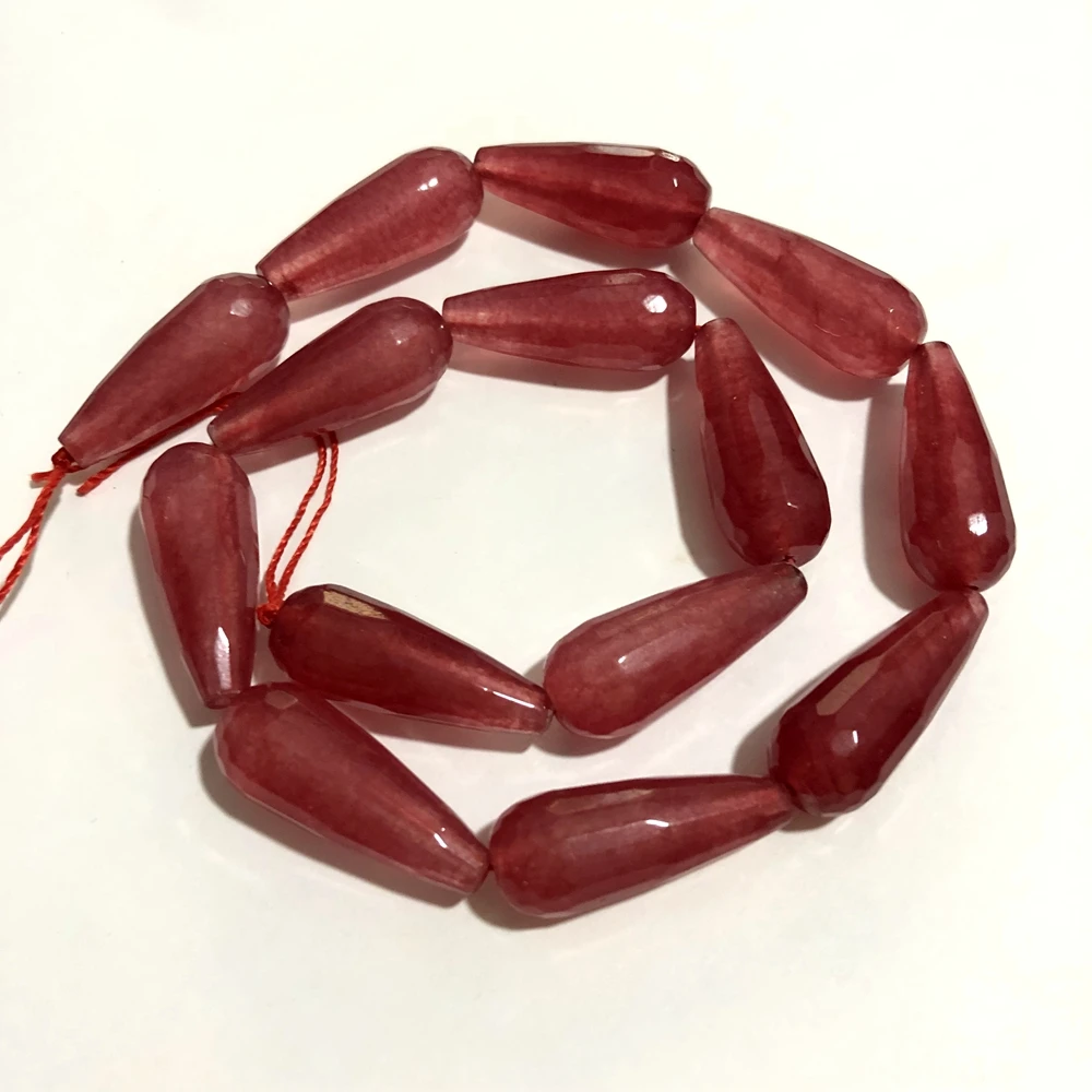 

Wholesale Red Jad e Beads 10x28mm Faceted Teardrop Gem Stone Drop Pendant Beads,Loose Beads Jades Bead For Jewelry,15"/string
