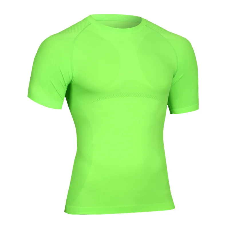 Мужские футболки для занятий спортом для похудения Майка-комбинация мужские с коротким рукавом утягивающие футболки - Цвет: Зеленый