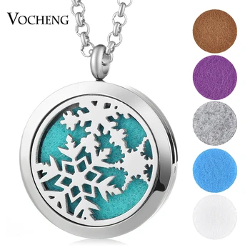 

10pcs/lot 316L Stainless Steel Aromatherapy Locket Necklace Snowflake Christmas Pendant Magnetic with Oil Pads VA-269*10