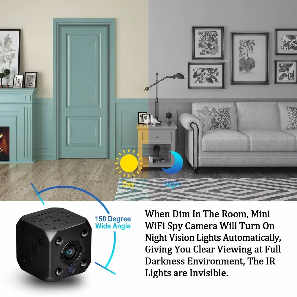 Мини камера видеонаблюдения HD 1080P Wi Fi с функцией ночного видения|Камеры