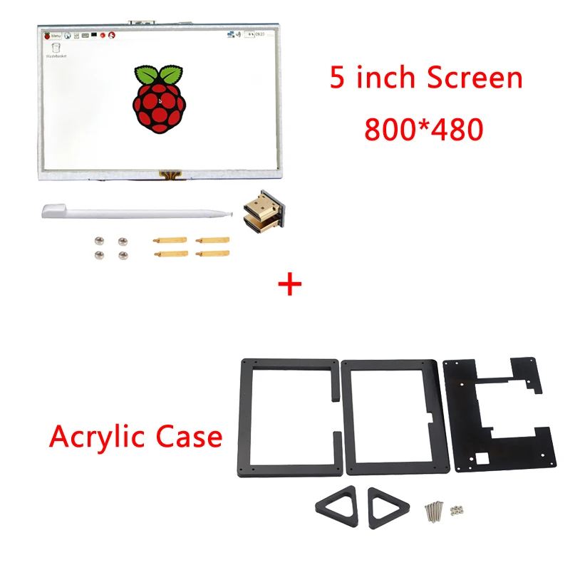 5 дюймов экран Raspberry Pi 3 480*800 сенсорный экран HDMI интерфейс ЖК-дисплей + акриловый чехол для Raspberry Pi 3 Модель B Plus