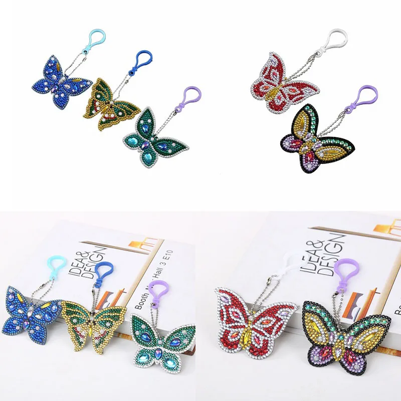 

5Pcs DIY Full Drill Double Sided Diamond Special Shaped Butterfly Diamond Painting Girl Bag Key Chain Jewelry Handmake Gifts