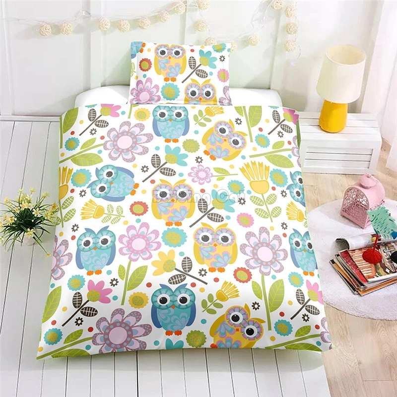 Cute Cartoon Forest Owl Duvet Cover Sets Au Us Eu Single Double