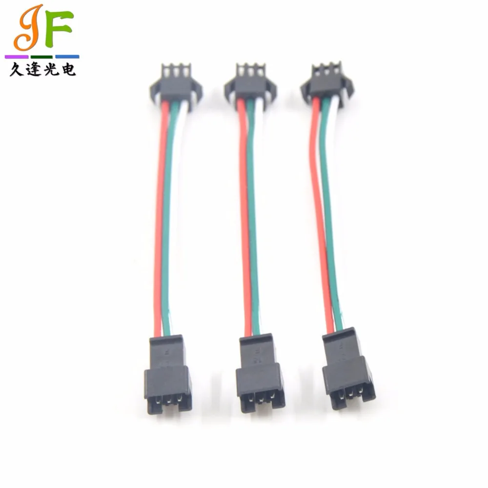 

100pcs 3 pin JST SM Male to Female plug LED Connector Cable For WS2812B WS2812 WS2811 LED Strip Lamp with 10cm Long Wire