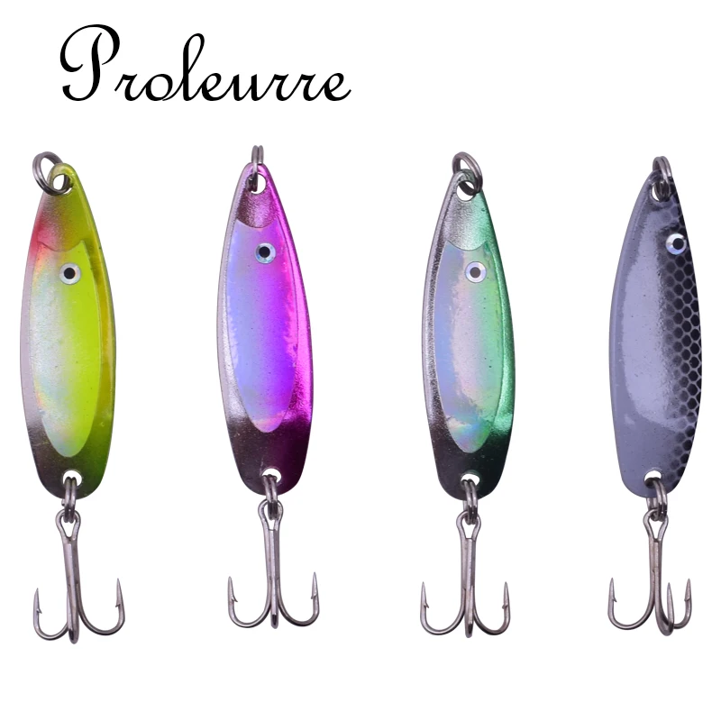 

4pcs/lot 50mm 6.7g Fishing Lures Wobbler Spinner Baits Spoon Artificial Bass Hard Sequin Paillette Metal Steel Hook Tackle Lures