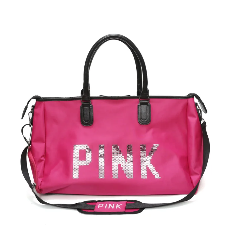 Женская розовая спортивная сумка с блестками для занятий спортом, сумки для фитнеса, сумка для тренировок в европейском стиле, большая дорожная сумка для багажа с розой