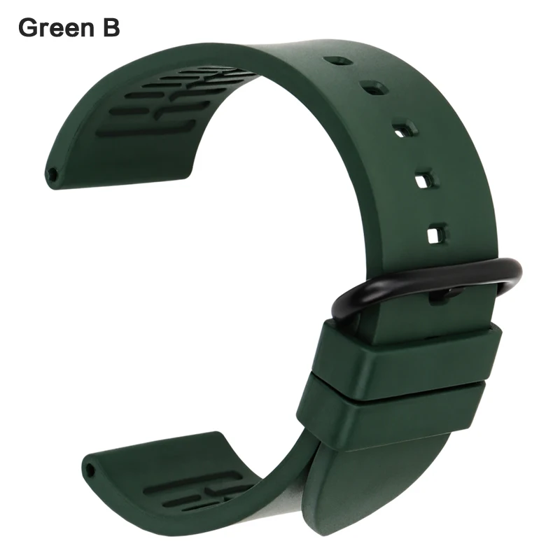 MAIKES оранжевый спортивный ремешок для часов 20 мм 22 мм 24 мм аксессуары для часов Ремешок для часов с черной пряжкой резиновый ремешок для часов Omega - Цвет ремешка: Green B