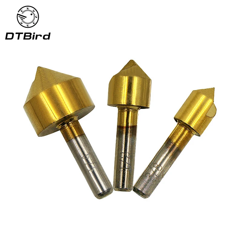 3Pcs 6mm 19mm Metric Woodworking Countersink Drill Bit 90 Degree Single