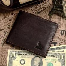 Coffee genuine Leather men Wallets cowhide men purse short size cow leather wallets man card holder, Best gift #MD-J8015