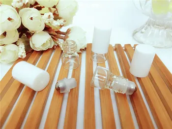

100pcs 1ml Glass Roll On Bottles 1cc Empty Essential Oil Bottle White Cover Mini Small Sample Vials Glass/ Steel Roller Ball