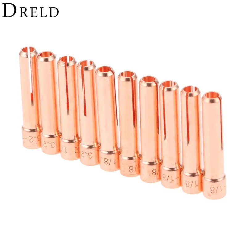DRELD 10 шт. 1/8 &quot3 2 мм 10N25S короткие цанговые наконечники для PTA DB SR WP 17 18 26 TIG сварочный