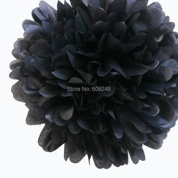 

10pcs 14"(35cm) Large Halloween Party Nursery Decorations Black Tissue Paper Pom Poms Hanging Flower Ball for Weddings