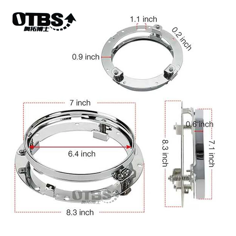 OTBS 1 шт. 7 светодиодный LED Крепление Фары кольцо отделка кронштейн для 1997- Wrangler(TJ/JK)(Требуется 2 Кронштейны для фар