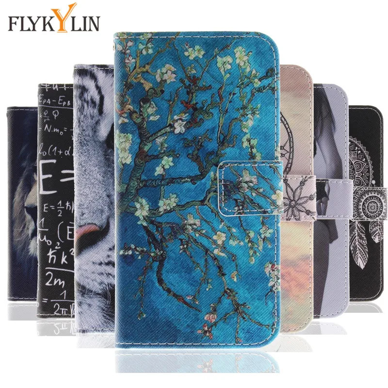 Кожаный чехол FLYKYLIN для Huawei Y5 2018 с откидной крышкой и красивым цветком чехлы